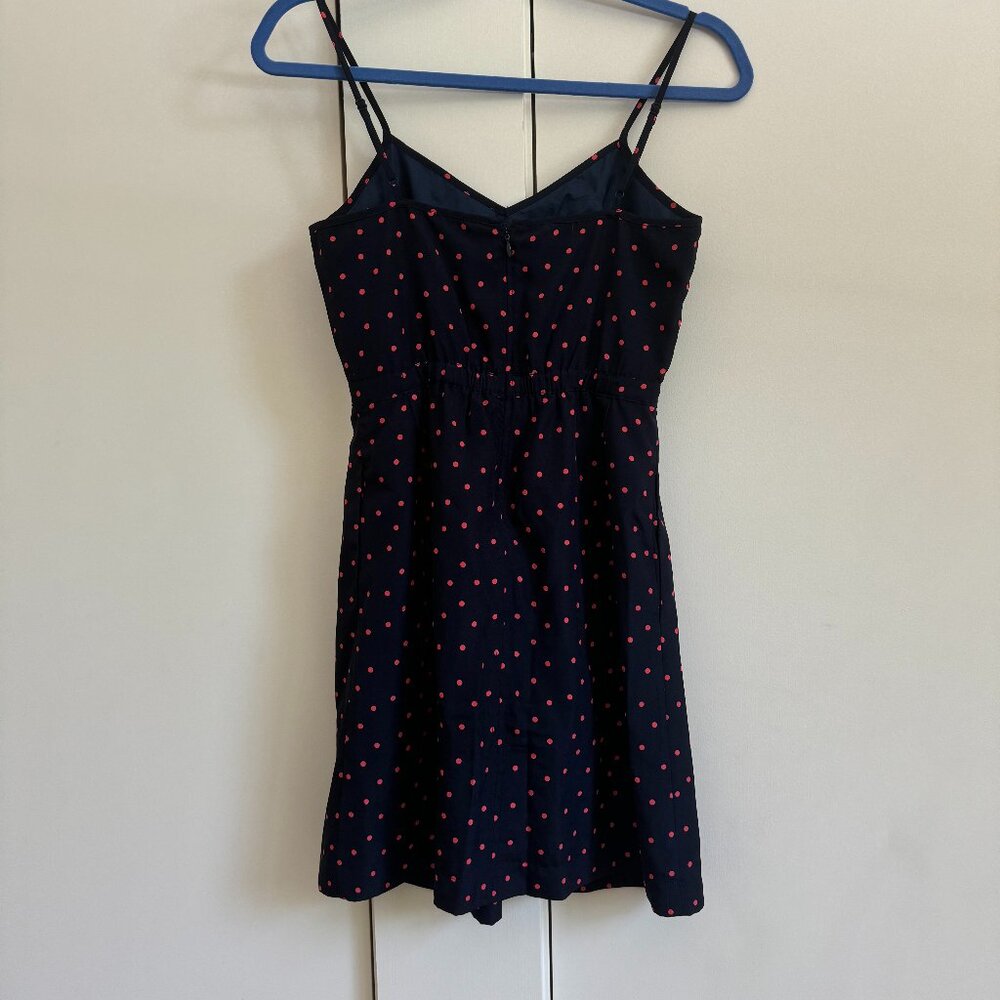 J•CREW Navy Blue & Pink Polka Dot Dress Size 0